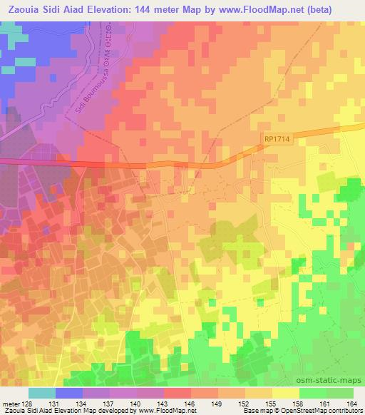Zaouia Sidi Aiad,Morocco Elevation Map