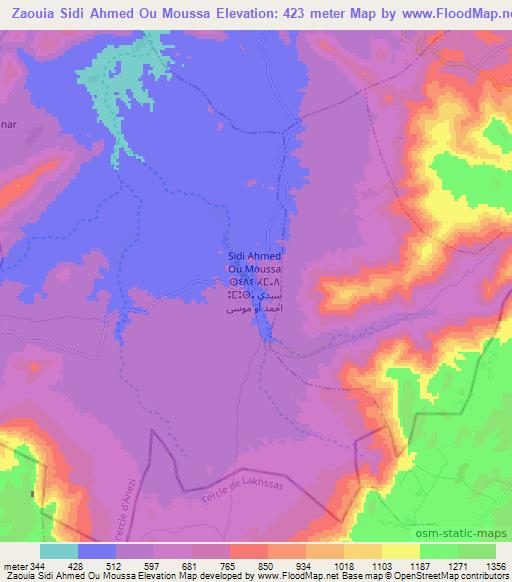 Zaouia Sidi Ahmed Ou Moussa,Morocco Elevation Map