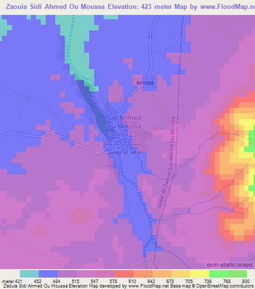 Zaouia Sidi Ahmed Ou Moussa,Morocco Elevation Map