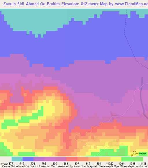 Zaouia Sidi Ahmed Ou Brahim,Morocco Elevation Map