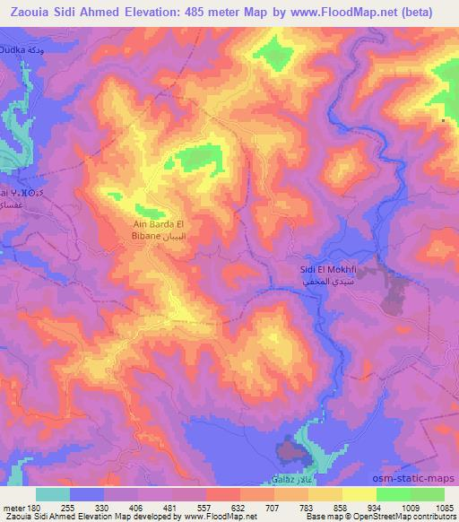 Zaouia Sidi Ahmed,Morocco Elevation Map