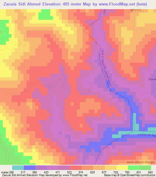 Zaouia Sidi Ahmed,Morocco Elevation Map