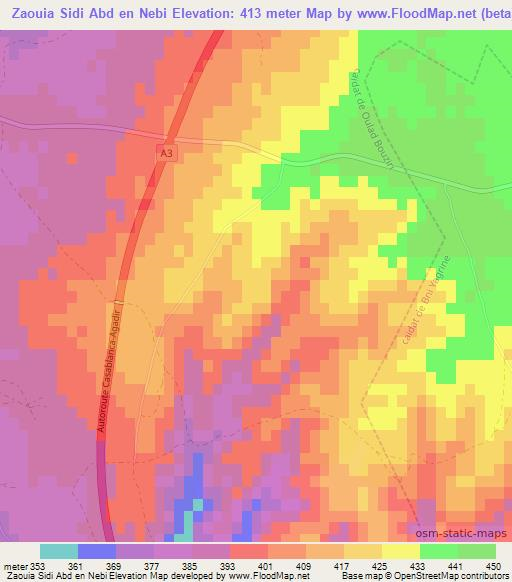 Zaouia Sidi Abd en Nebi,Morocco Elevation Map
