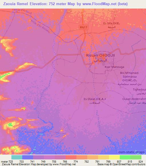 Zaouia Remel,Morocco Elevation Map