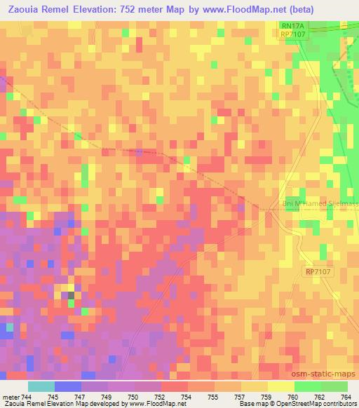 Zaouia Remel,Morocco Elevation Map