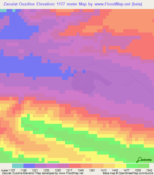 Zaouiat Ouzdine,Morocco Elevation Map