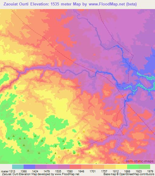 Zaouiat Ourti,Morocco Elevation Map