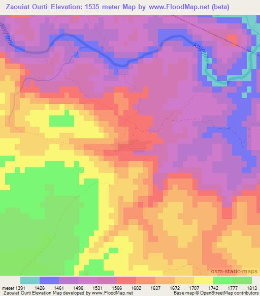 Zaouiat Ourti,Morocco Elevation Map