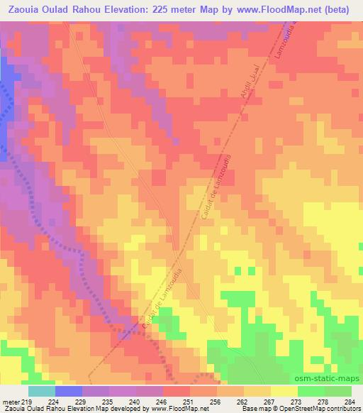 Zaouia Oulad Rahou,Morocco Elevation Map