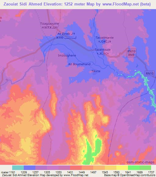 Zaouiat Sidi Ahmed,Morocco Elevation Map