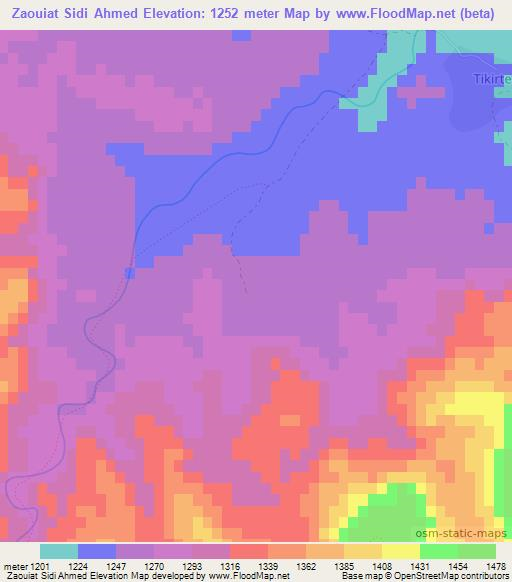 Zaouiat Sidi Ahmed,Morocco Elevation Map
