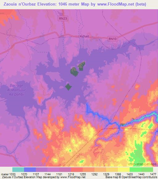 Zaouia n'Ourbaz,Morocco Elevation Map