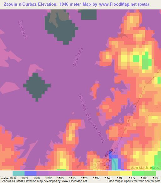 Zaouia n'Ourbaz,Morocco Elevation Map