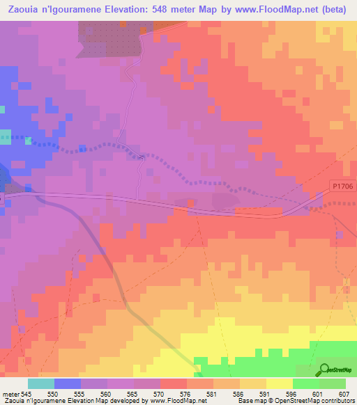 Zaouia n'Igouramene,Morocco Elevation Map