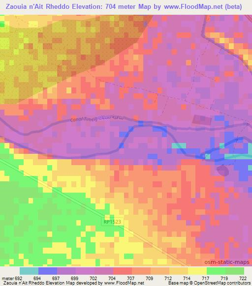 Zaouia n'Ait Rheddo,Morocco Elevation Map