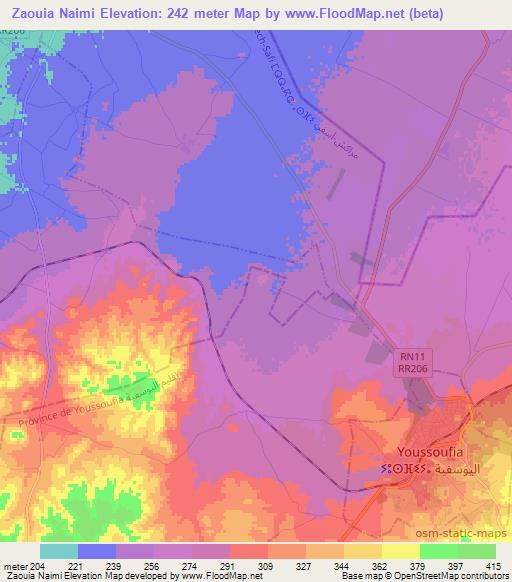 Zaouia Naimi,Morocco Elevation Map