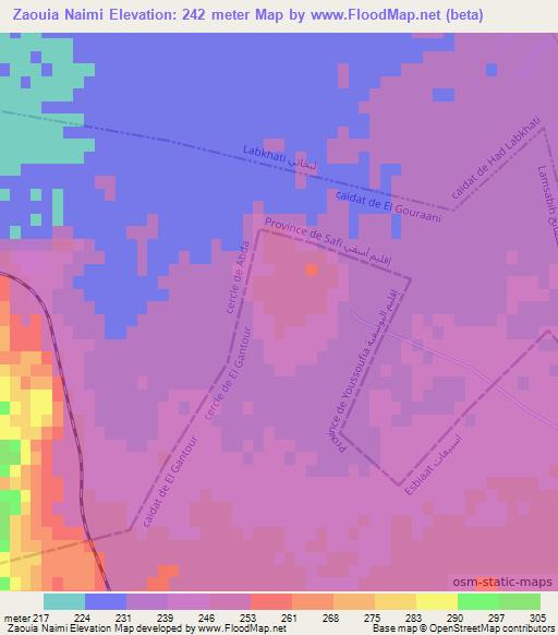 Zaouia Naimi,Morocco Elevation Map