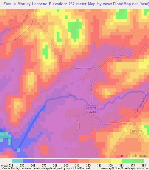 Zaouia Moulay Lahsene,Morocco Elevation Map