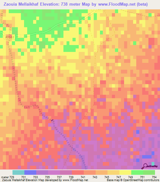 Zaouia Mellaikhaf,Morocco Elevation Map