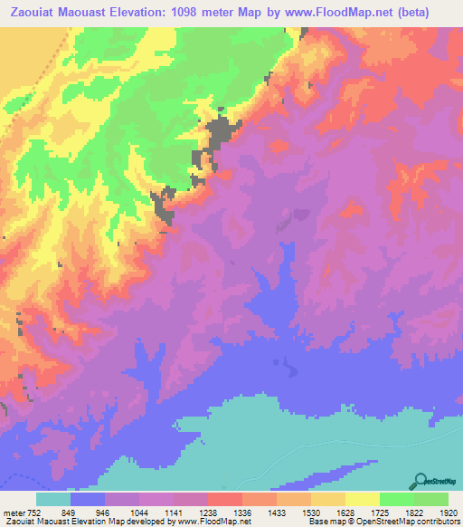 Zaouiat Maouast,Morocco Elevation Map