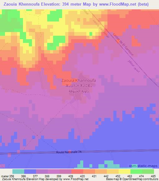 Zaouia Khennoufa,Morocco Elevation Map