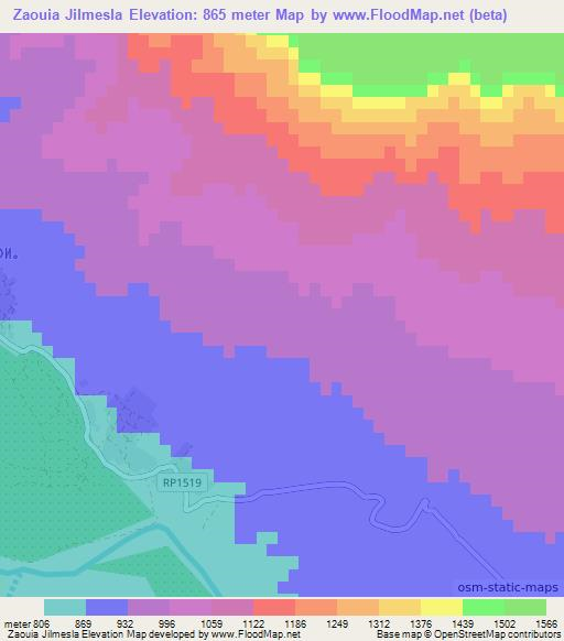 Zaouia Jilmesla,Morocco Elevation Map