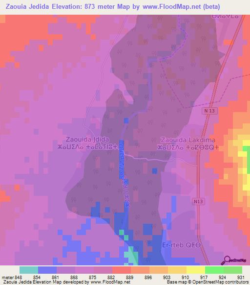 Zaouia Jedida,Morocco Elevation Map