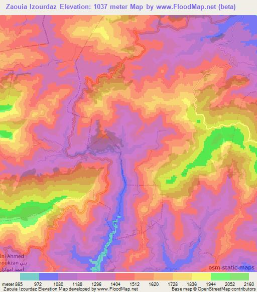 Zaouia Izourdaz,Morocco Elevation Map