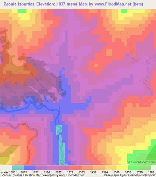 Zaouia Izourdaz,Morocco Elevation Map