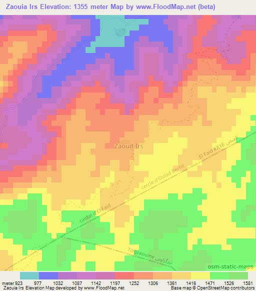 Zaouia Irs,Morocco Elevation Map