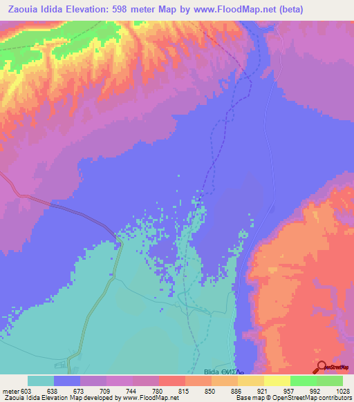 Zaouia Idida,Morocco Elevation Map