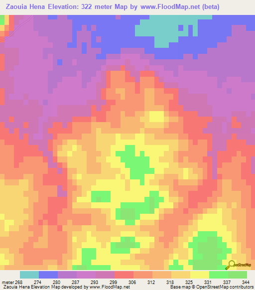 Zaouia Hena,Morocco Elevation Map