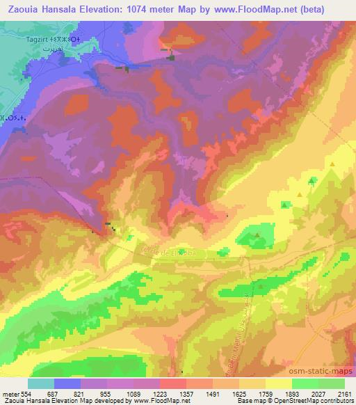 Zaouia Hansala,Morocco Elevation Map