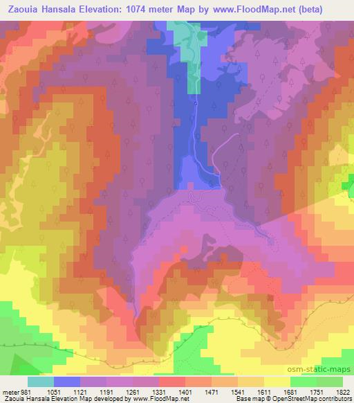 Zaouia Hansala,Morocco Elevation Map