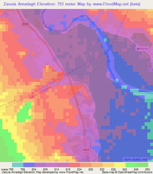 Zaouia Amadagh,Morocco Elevation Map