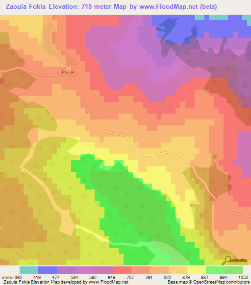 Zaouia Fokia,Morocco Elevation Map