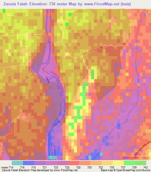 Zaouia Fatah,Morocco Elevation Map