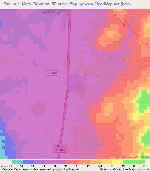 Zaouia el Mers,Morocco Elevation Map