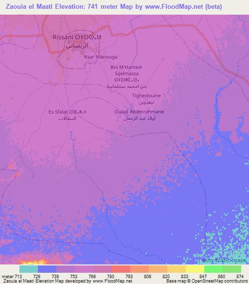 Zaouia el Maati,Morocco Elevation Map