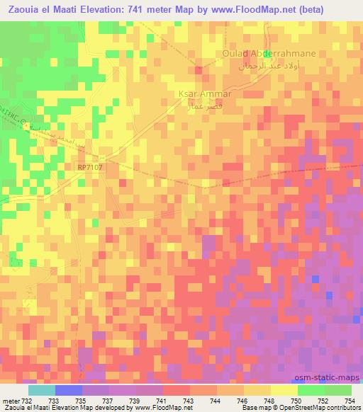 Zaouia el Maati,Morocco Elevation Map