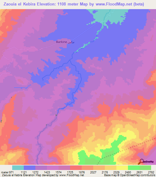 Zaouia el Kebira,Morocco Elevation Map