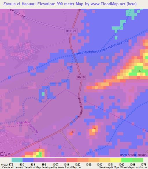 Zaouia el Haouari,Morocco Elevation Map