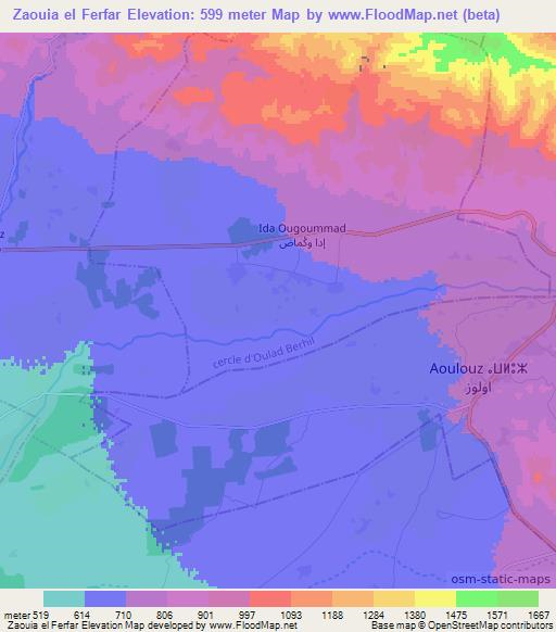 Zaouia el Ferfar,Morocco Elevation Map