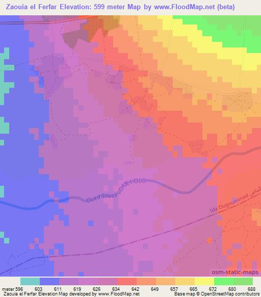 Zaouia el Ferfar,Morocco Elevation Map