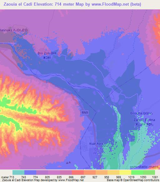 Zaouia el Cadi,Morocco Elevation Map