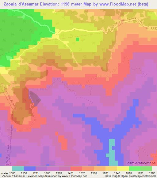 Zaouia d'Assamar,Morocco Elevation Map