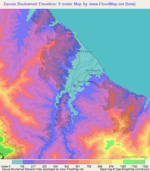 Zaouia Bouhamed,Morocco Elevation Map