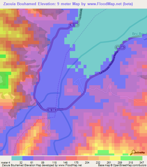 Zaouia Bouhamed,Morocco Elevation Map