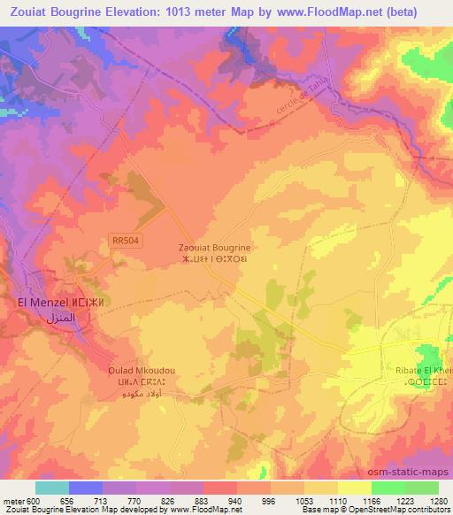 Zouiat Bougrine,Morocco Elevation Map