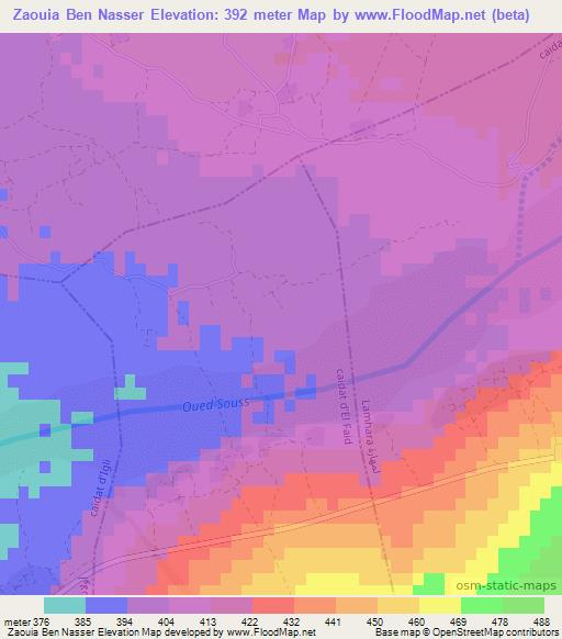Zaouia Ben Nasser,Morocco Elevation Map